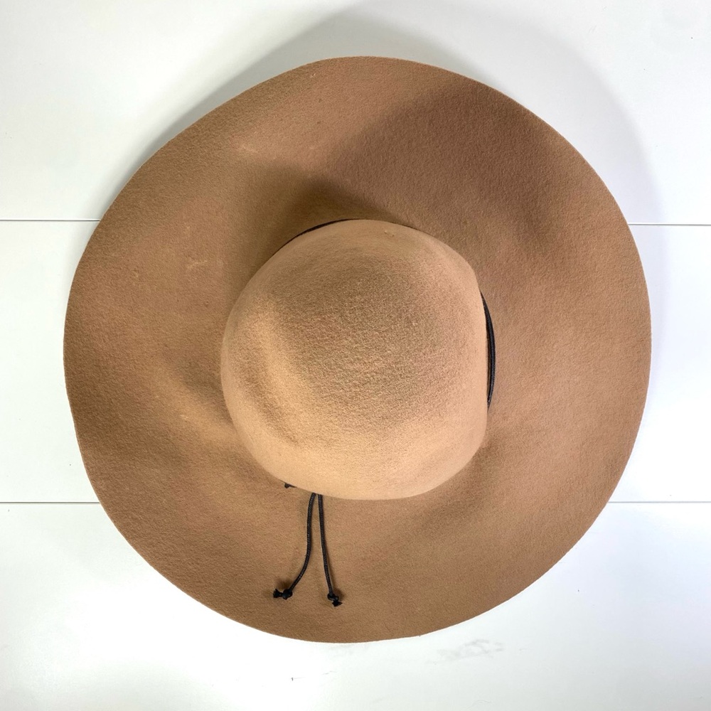 C.C. Exclusives 100% Wool Wide Brim Beige Hat L Western Boho Cowgirl Modern